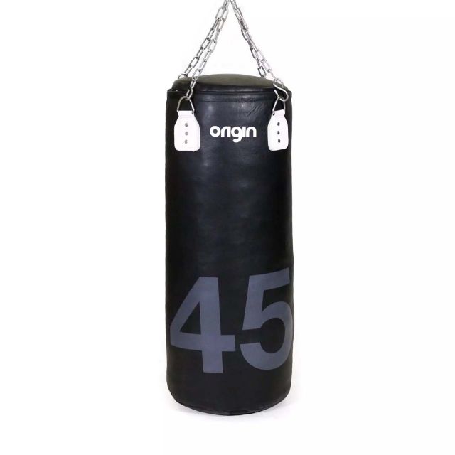 Origin 3.3ft Leather Punch Bag (45kg, 40cm Dia) - Black