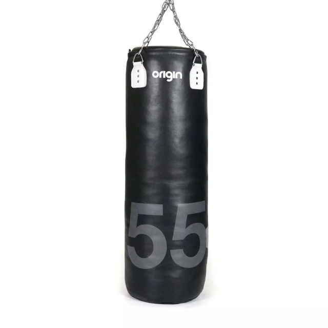 Origin 4ft Leather Punch Bag (55kg, 40cm Dia) - Black