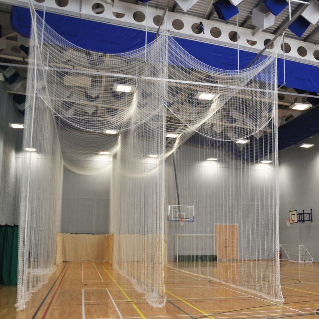 Sports hall with a double cricket bay in use