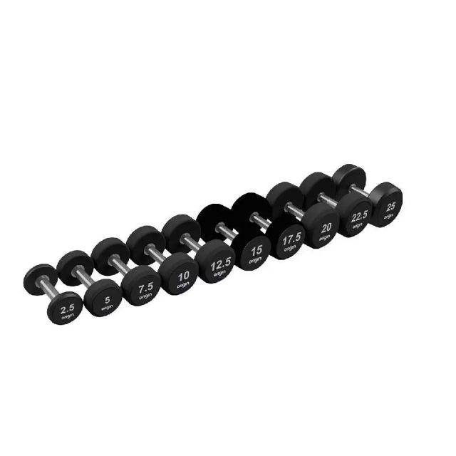 Origin RD3 Rubber Dumbbell Set 2.5-25kg - 2.5kg increments - 10 pairs