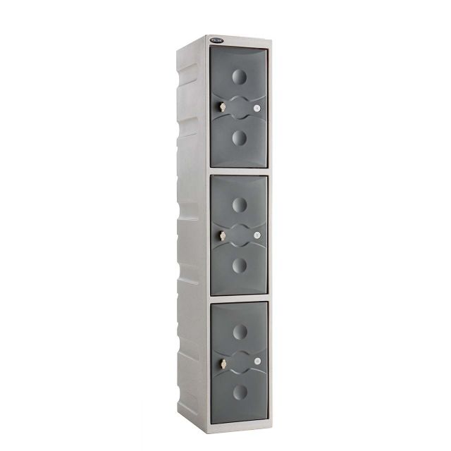 3 door - grey plastic locker