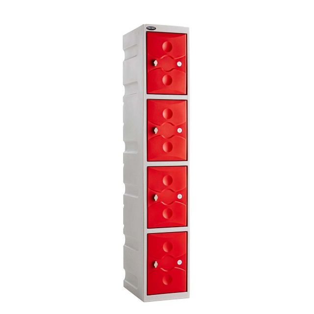 4 door - red plastic locker