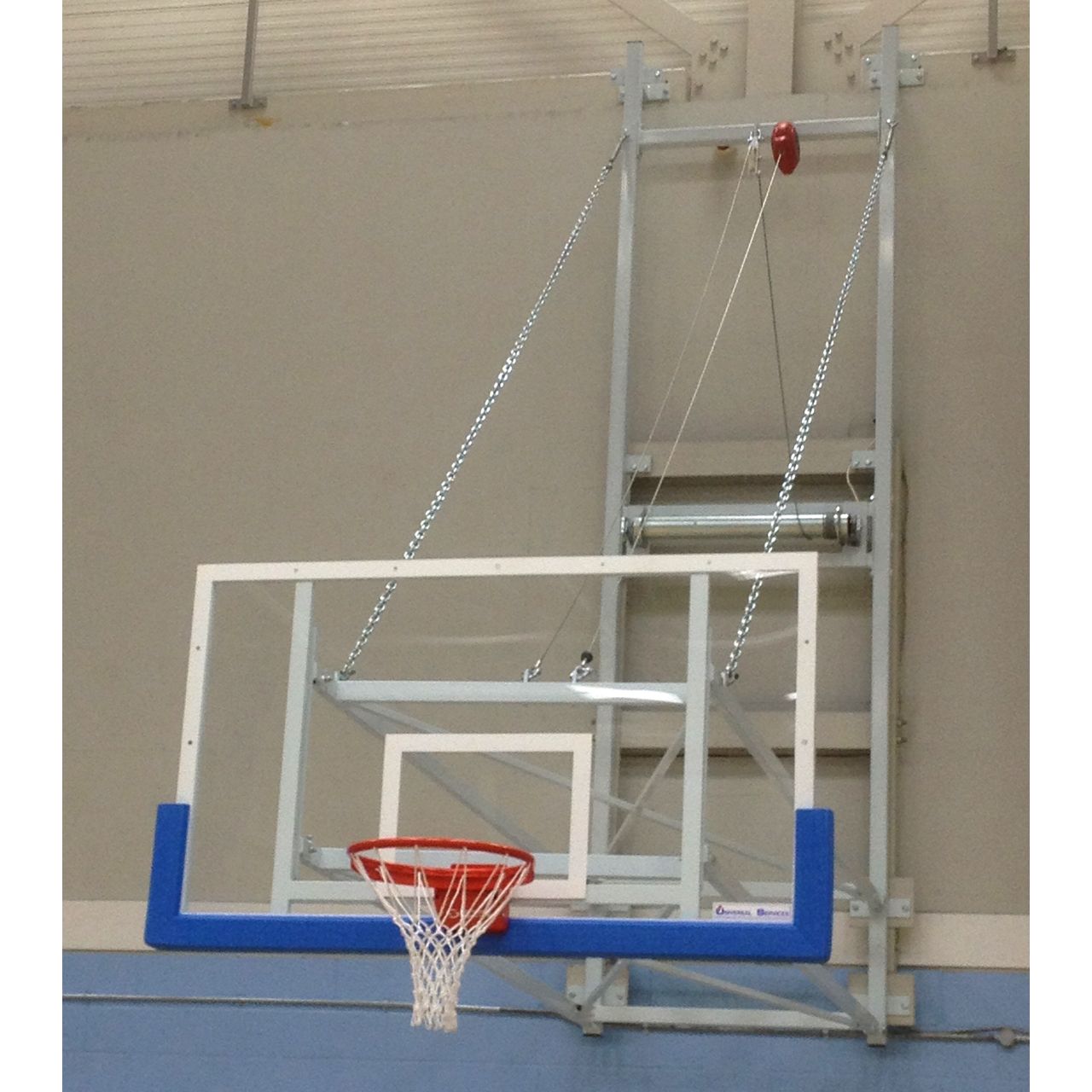 Upward Folding Electrically Operated Matchplay Basketball Goal Universal Services